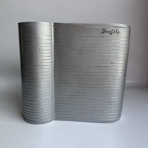 Borgata Atlantic City Casino Piggy Bank Silver Tone Modernist Coin Bank VTG Rare